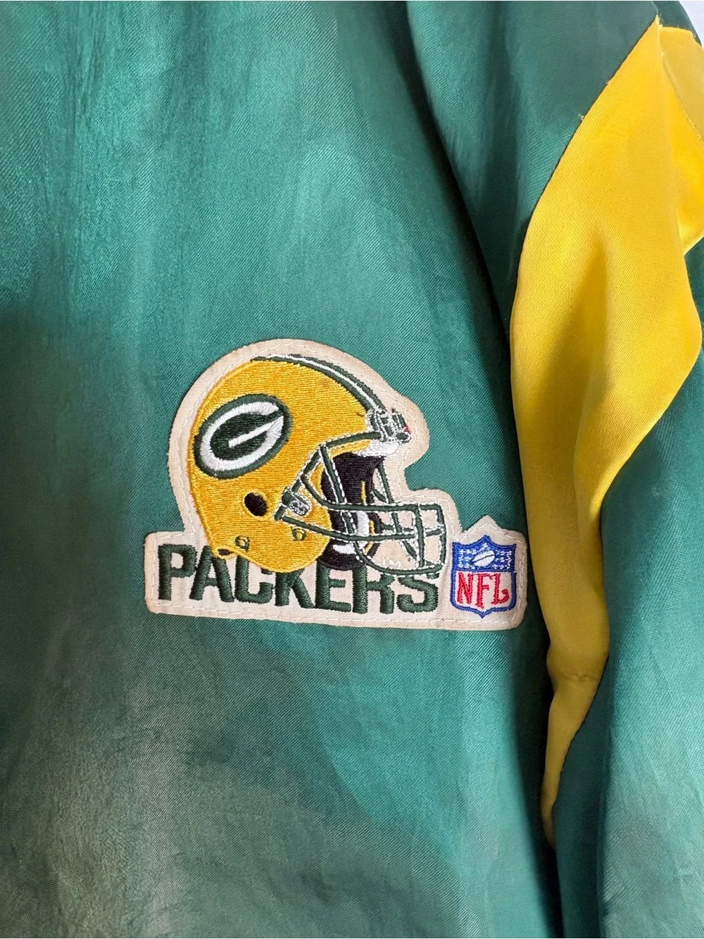 Vintage Green & Yellow Packers Satin Bomber Jacket